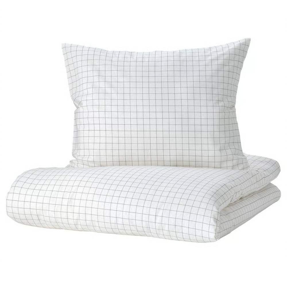 IKEA VÄNKRETS VANKRETS Duvet Cover, Check White/Yellow, Twin (705.079.44) NEW